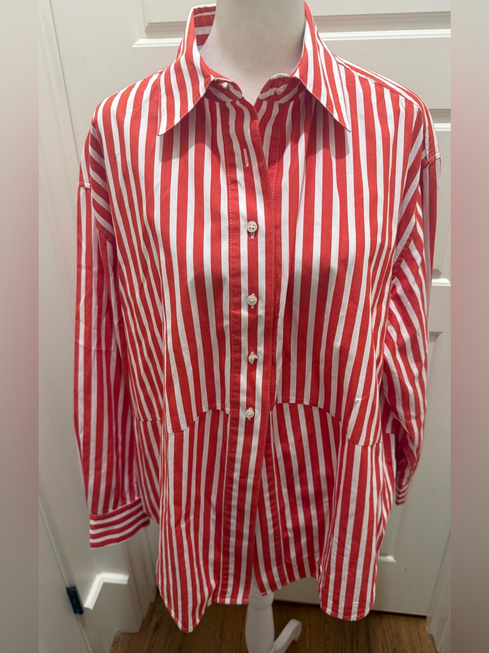 Favorite Daughter. Doors Always Open Ex-Boyfriend Shirt. Red/White Stripe. S. - Picture 5 of 14